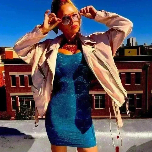 FREE PEOPLE Sz S DESTINY DENIM JACKET PIECED CROP JEAN JACKET light pink - Picture 1 of 5